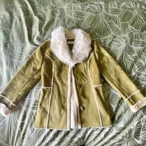 NEW Ricki’s Faux Fur Suede Green Penny Lane Style 70’s Jacket